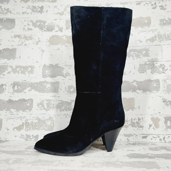 Nine West | Shoes | New Nine West Ceynote Black Faux Suede Almond Toe Cone  Heel Dress Boots T65 | Poshmark